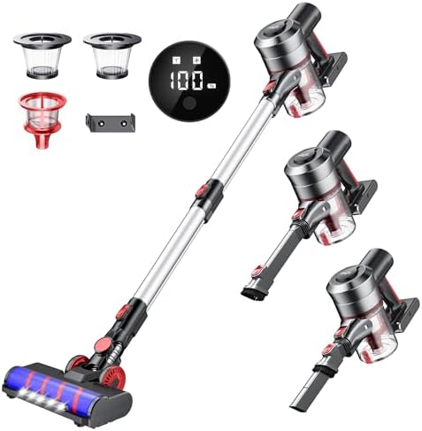 コードレス 掃除機 25000pa LED液晶 スティック ハンディ サイクロン